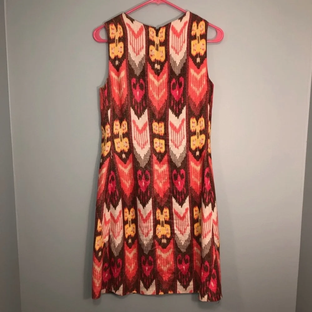 Tory Burch pink and Orange Patterned sheath Midi Dress Size 6